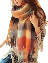 Voqeen Women Scarfs Winter Warm Soft Tartan Scarves Long Check Tassel Shawl And Wraps Large Thick Stole Blanket Scarf Gifts for Ladies