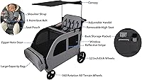 Vista 5 de Car-Shaped 4 Seater Stroller Wagon for 2 3 Kids Foldable All-Terrain Quad Wagon with Removable Canopy, 5-Point Harness Elevated Seats, XL Storage
