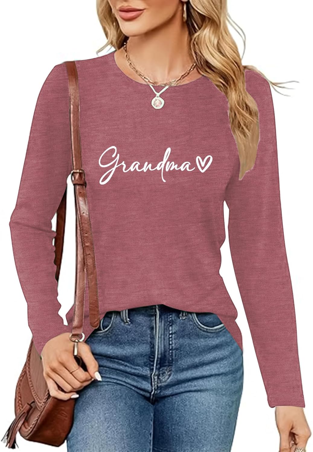 Grandma Shirt Grandma Floral Heart Shirts Grandmother Long Sleeve T Shirts Casual Graphic Tees Tops - Image 5