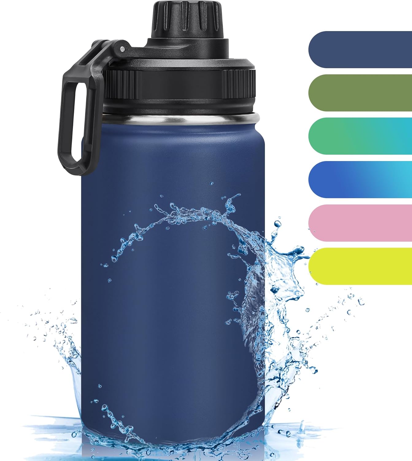 12 oz Water Bottle,Small Insulated Water Bottle, Stainless Steel Small, Leak Proof with Chug Lid, Wide Mouth BPA Free Double Wall Vacuum (Navy Blue) - Image 7