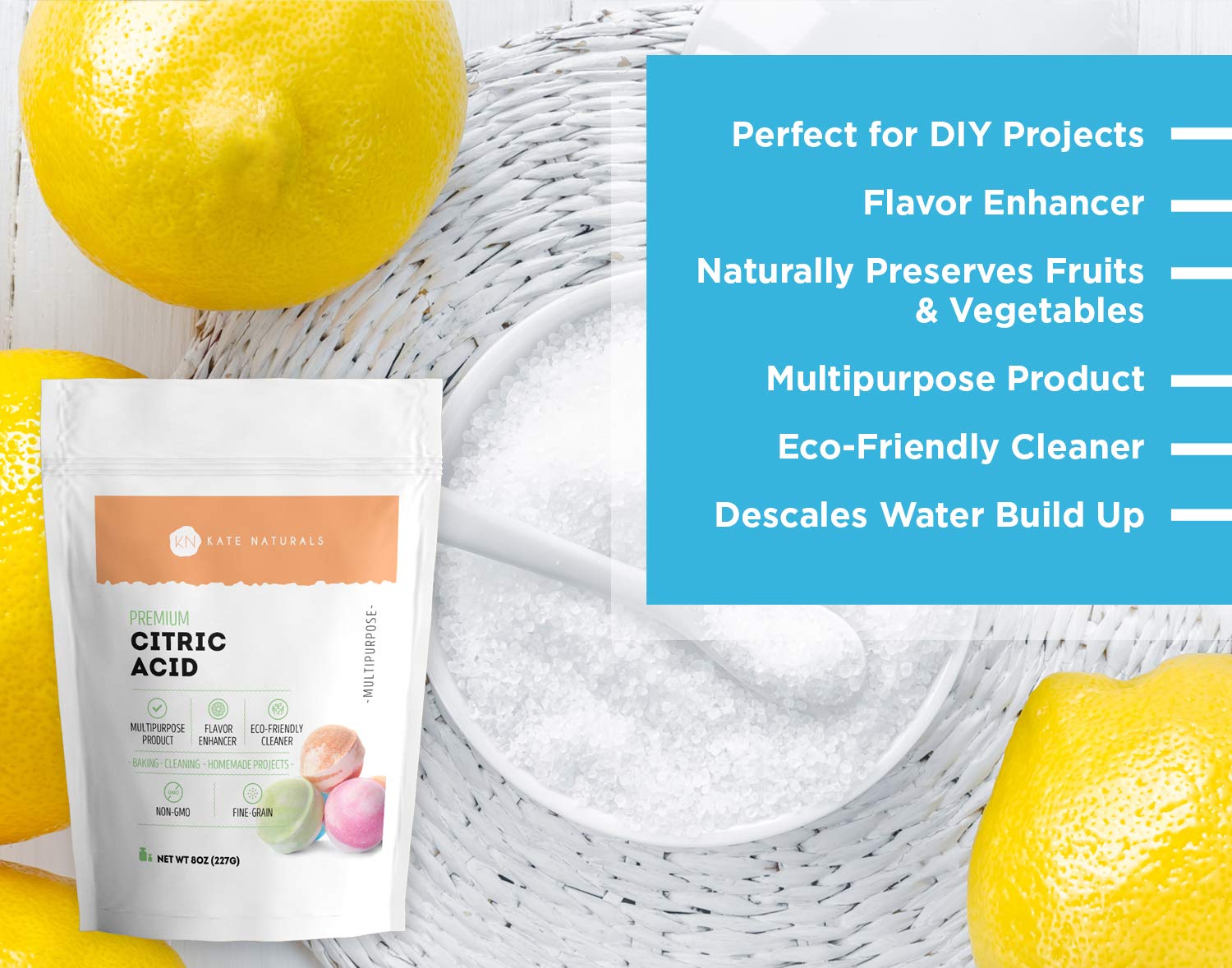 Buy Citric Acid for Bath Bombs & Cleaning (8 oz) Kate Naturals