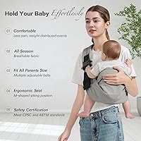 Vista 2 de Portabebés Tipo Bandolera, Portabebés para Niños Pequeños con Doble Hebilla de Seguridad y Correa de Hombro Ajustable (7-30 libras), Portabebés Gris