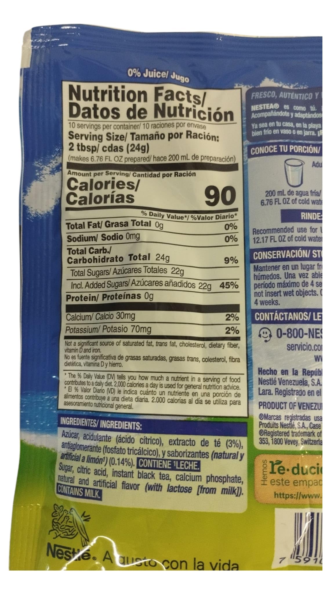 NESTEA - TE FRIO - ICE TEA - LIMON - 240 GRAMOS