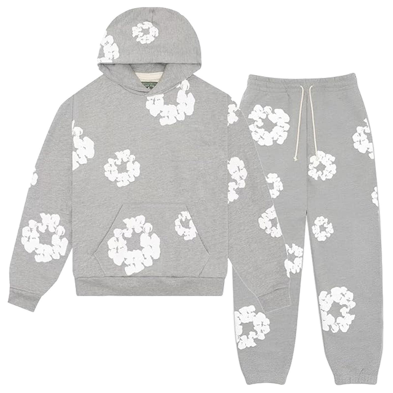 Unisex Tracksuit Set Men Women Casual Oversized Hoodies and Pants Vintage Kapok Printed Hip Hop Pullover Hooded — view 6