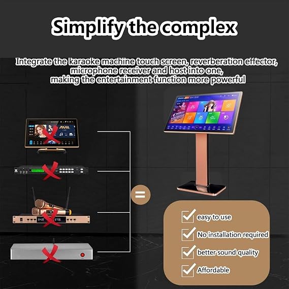 Karaoke Machine with AI Smart Voice Control and Phone App, 20 Languages, Power Amplifier for Home, Bar, Party Entertainment
