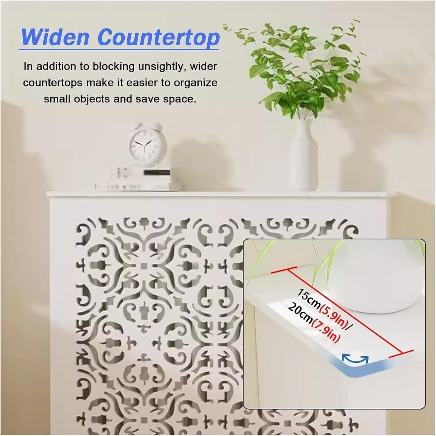 Radiator cover for old radiator，Radiator cabinet， Radiator Cover Heating Cabinet Storage Shelf for Heater Watersplitter/Water Valve Piping/Meter Box(50x60x20cm(19.7x23.6x7.9in))
