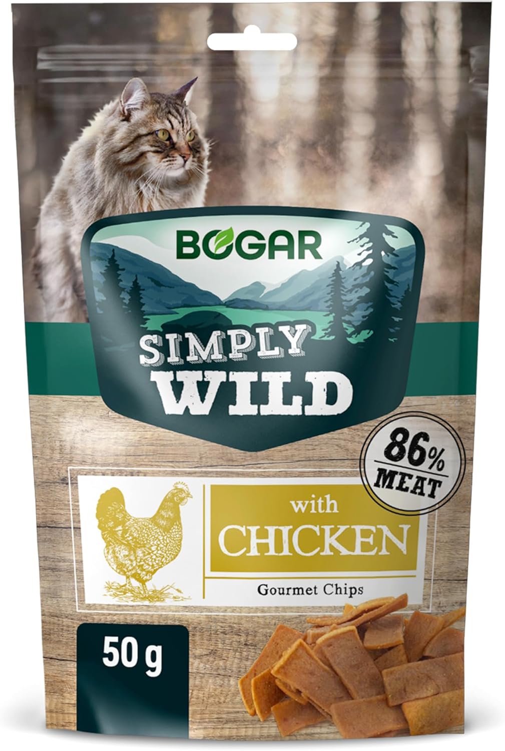 Bogar Simply Wild – Katzensnacks – Ergänzung zum Katzenfutter – Knusprige Leckerlis für Katzen mit Huhn – Für Genuss & Katzenpflege – In Form von zarten Fleischstreifen – 50 g Bogar Simply Wild – Katzensnacks – Ergänzung zum Katzenfutter – Knusprige Leckerlis für Katzen mit Huhn – Für Genuss & Katzenpflege – In Form von zarten Fleischstreifen – 50 g