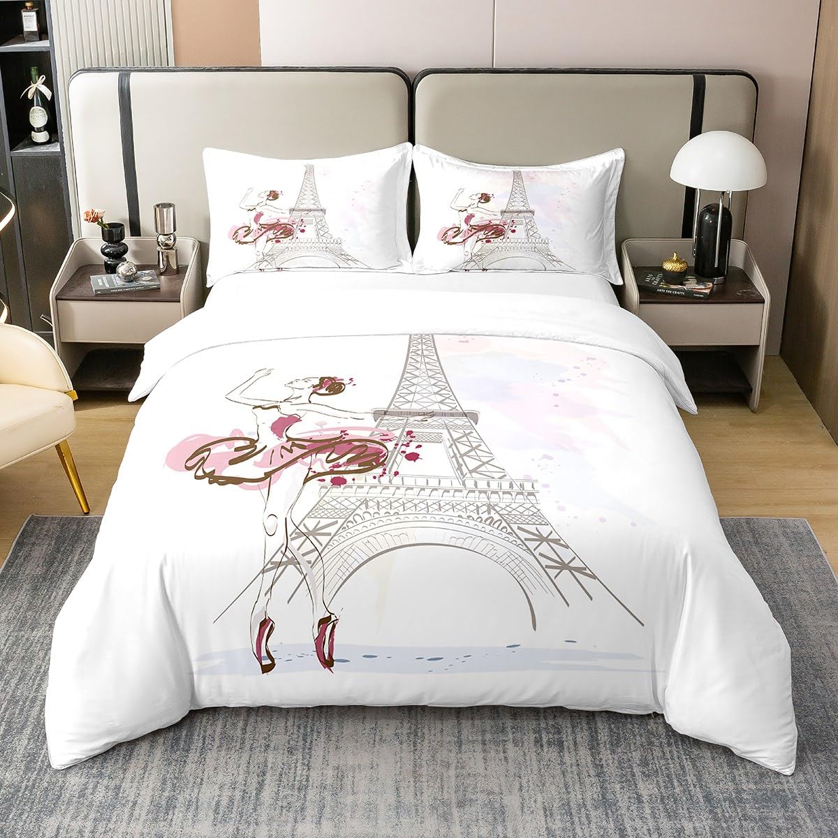 Parure de lit aquarelle danseuse de ballet en coton, cadeau idéal pour chambre de filles et femmes