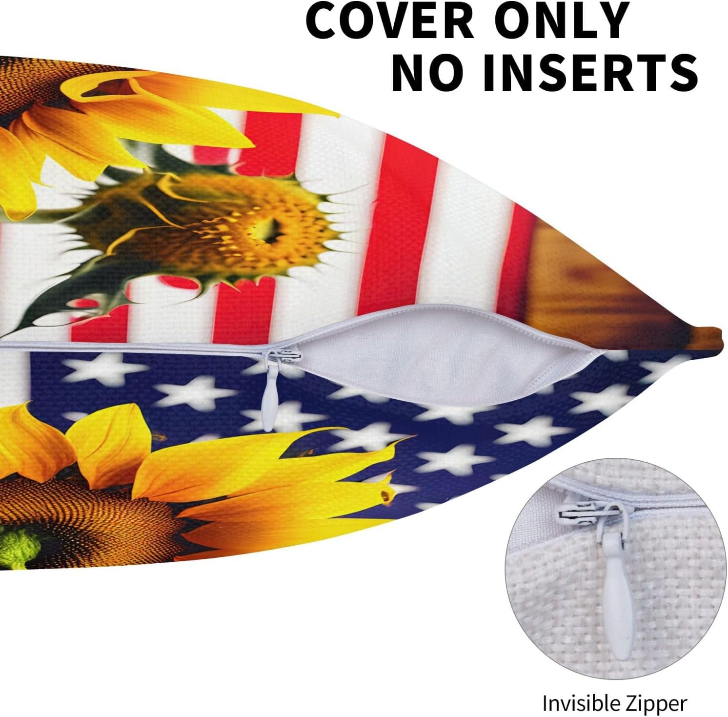 Sunflower and American Flag Imitation Linen Pillowcase -2 Sets, Fashionable Home Decoration, Used for Sofas, Gardens, beds