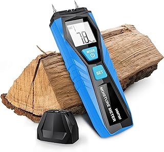 Handheld Moisture Meter, Wood Moisture Meter with LCD Display, Firewood Moisture Tester, Drywall Moisture Detector for Wood Concrete Lime Mortar Brick Humidity Detection