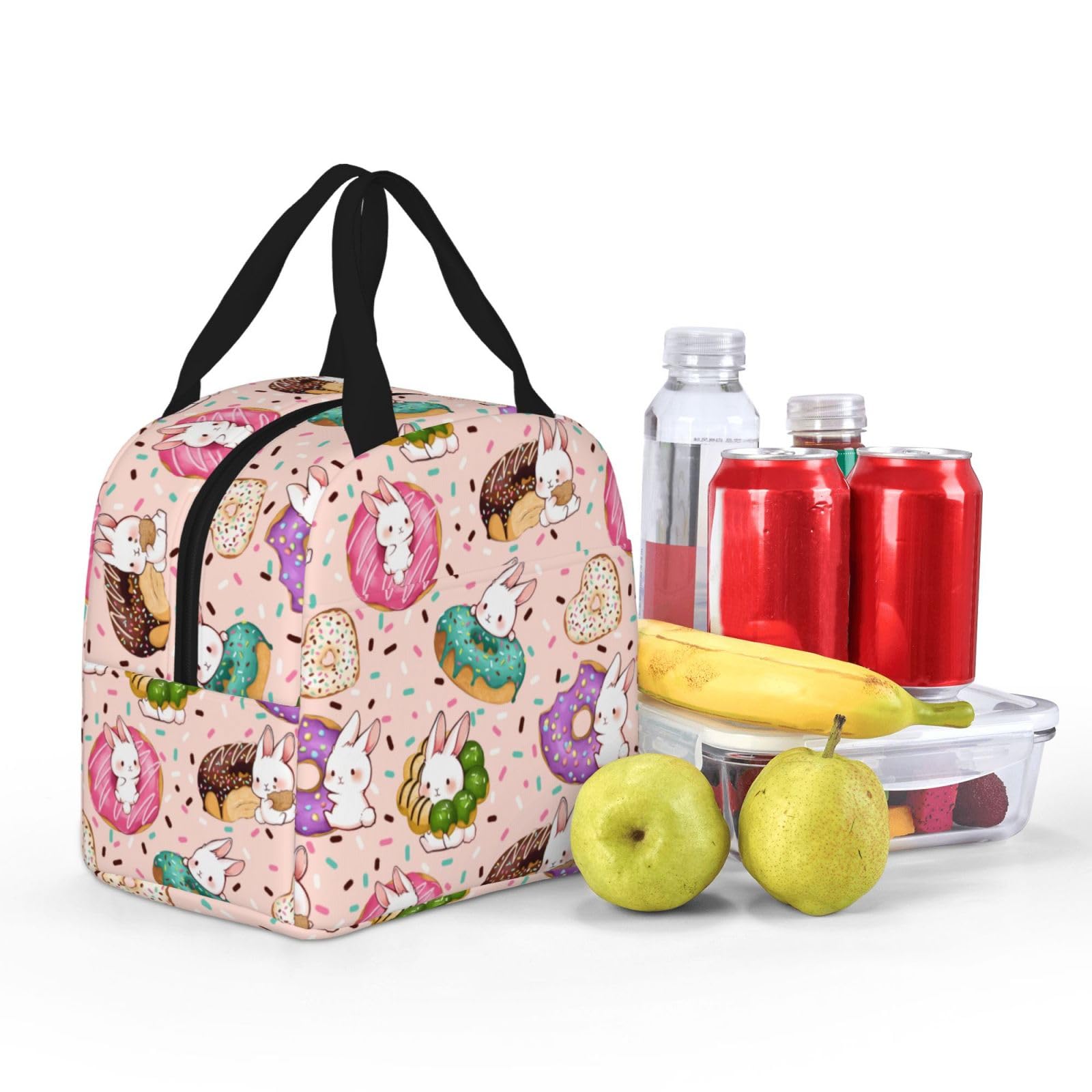 Lonchera de dona, bolsa de almuerzo portátil aislada para mujeres y hombres, bolsa de mano con bolsillo frontal para el trabajo PicnicTrave