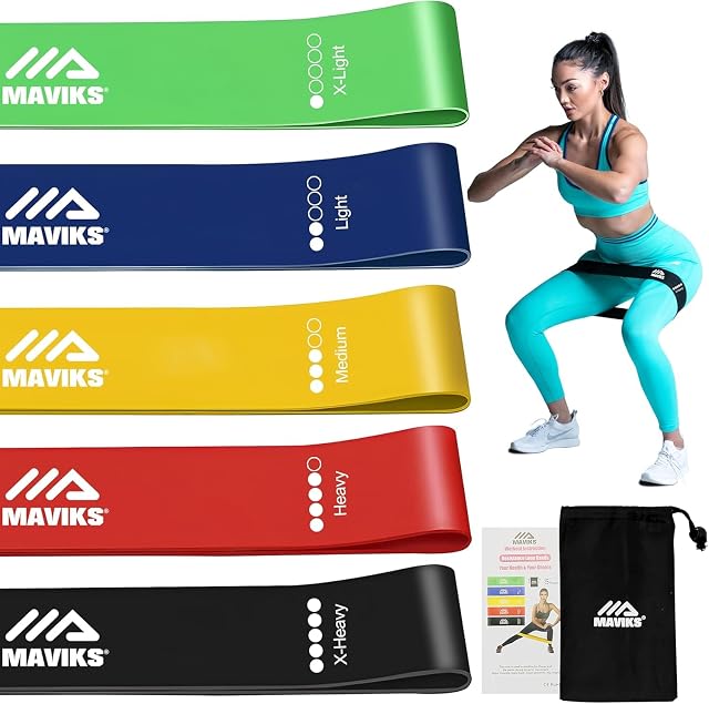 Bandes de résistance pour l'entraînement, ensemble de 5 bandes, bandes élastiques de résistance pour la thérapie physique, le Pilates, le yoga, l'étirement, la condition physique à domicile avec guide et sac de transport