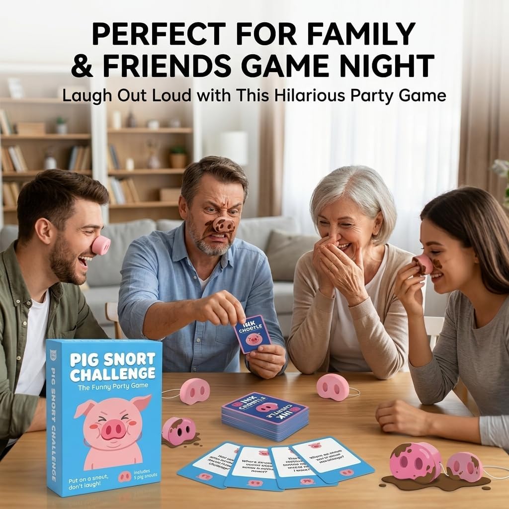 Laugh-Out-Loud Party Game: 150 Cards & 5 Pig Noses - Perfect Valentine‘s Day Gift for Couples, Hilarious Icebreaker for Date Night & Group Parties, Ages 13+
