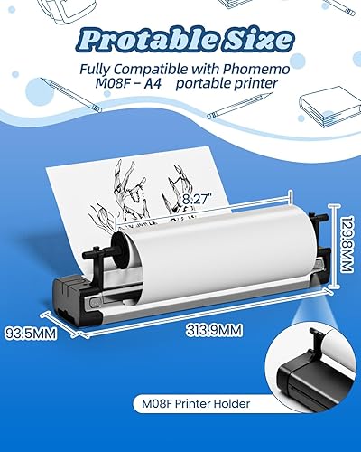 Miniatura 2 de Phomemo Papel térmico M08F A4 compatible con impresoras portátiles Phomemo M08F, PJ762PJ763MFi, MT800MT800Q M832 P831, papel de impresora M08F, 8.27