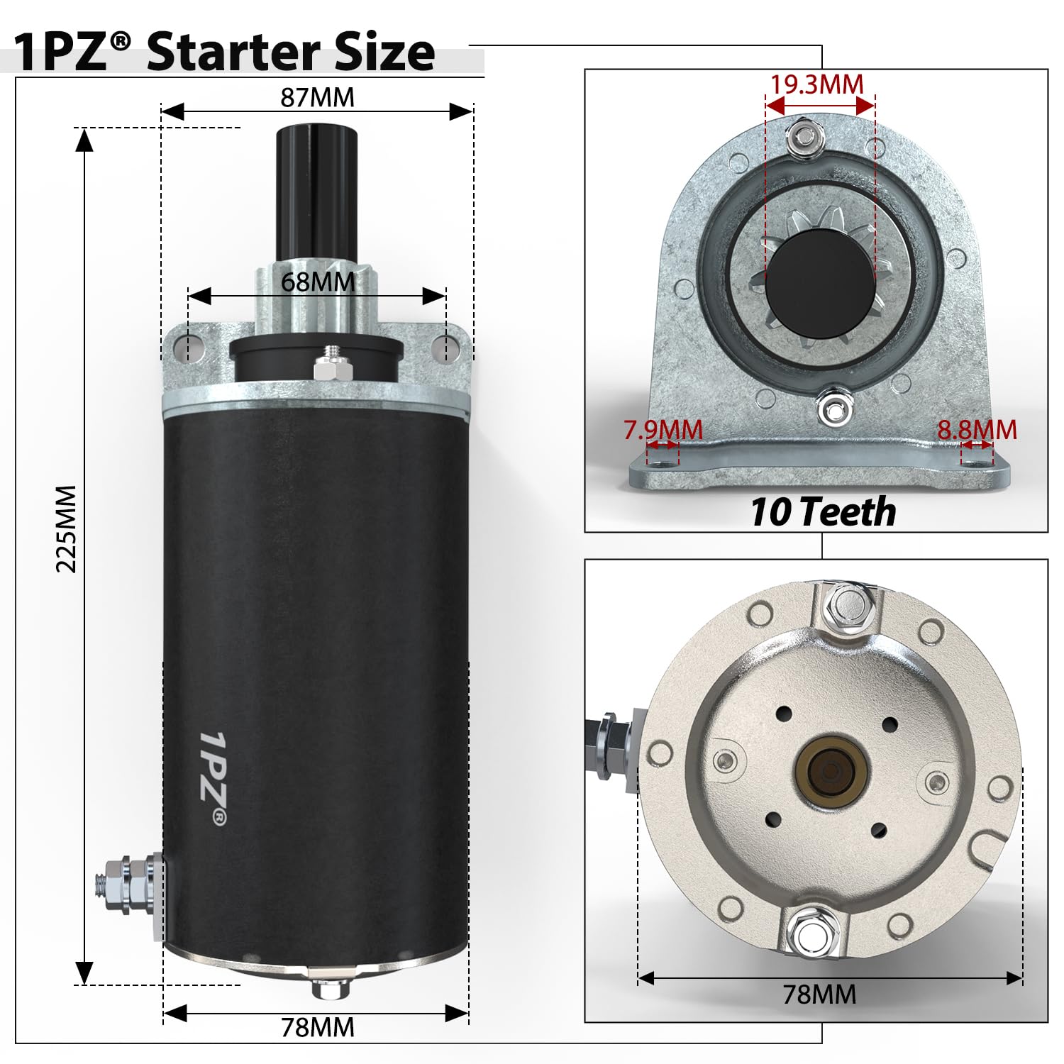 Starter Motor Replacement For John Deere, Kawasaki Engines 15-28HP | Replaces 21163-7001, AM133369
