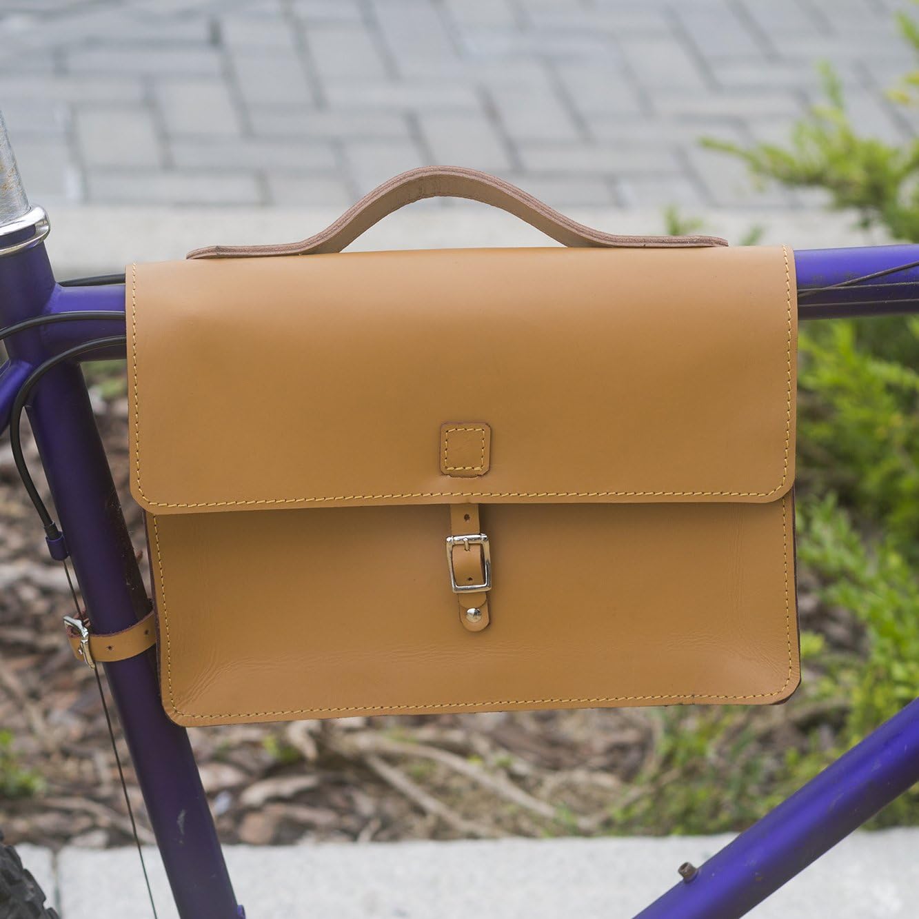 Satchel Bag for Bicycle Frame Genuine Leather TAN Satch-TAN