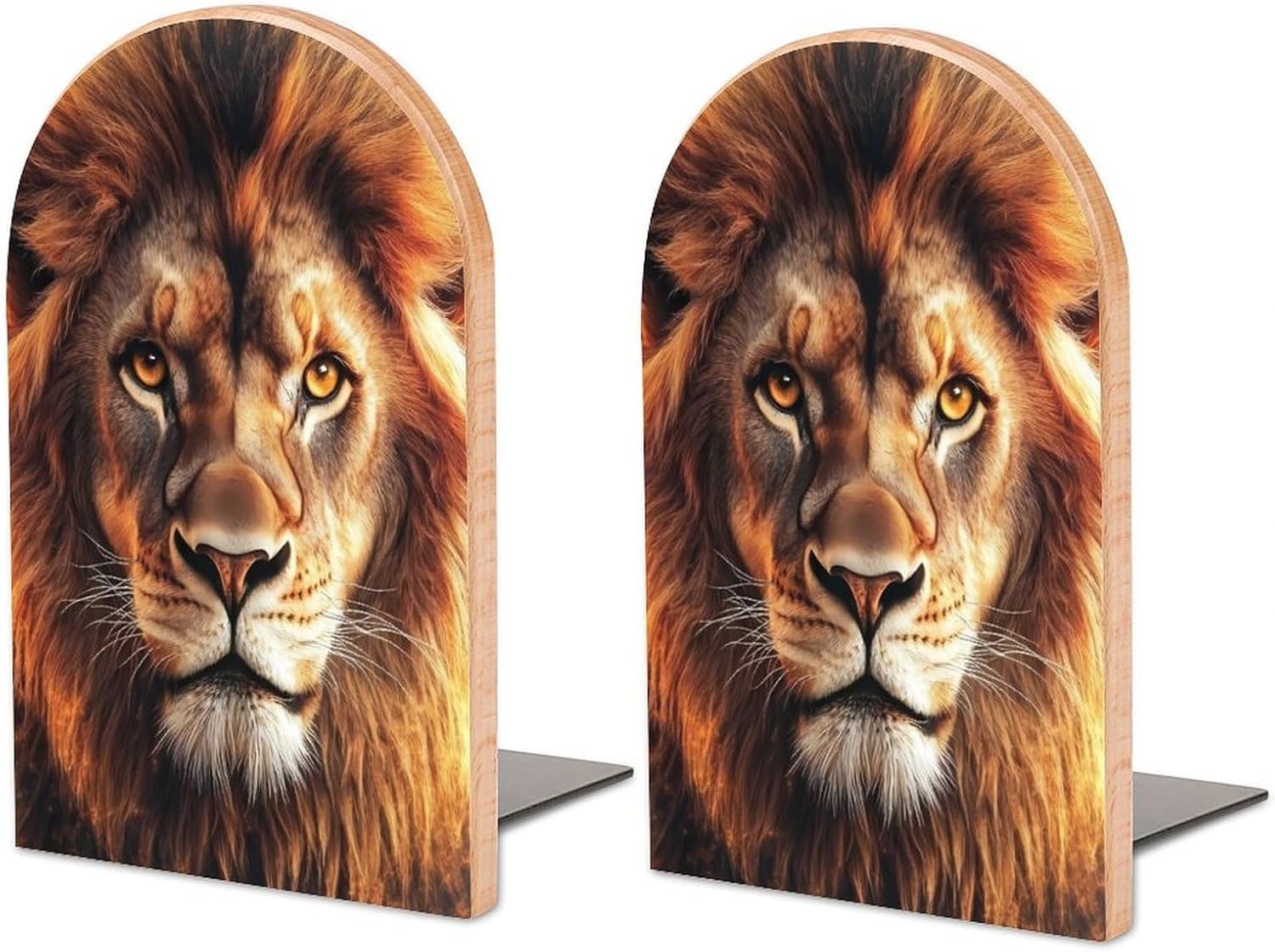 Rasta and Lion Burning Flame Decorative Bookends for Shelves Wood 1 Pair Book Stands for Desk Home Office