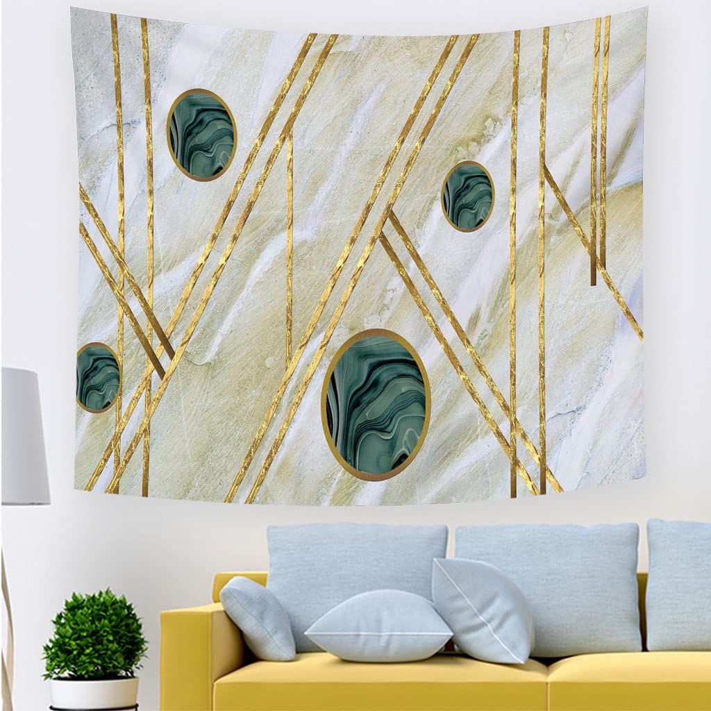 Tapiz Tela Pequeño De Suelo para Piscinas Rectangulares Oro Arte Geométrico Textura Mármol Tapices Indios Pared Paisajes para Decoración Sala Estar del Dormitorio 59x59 Inches