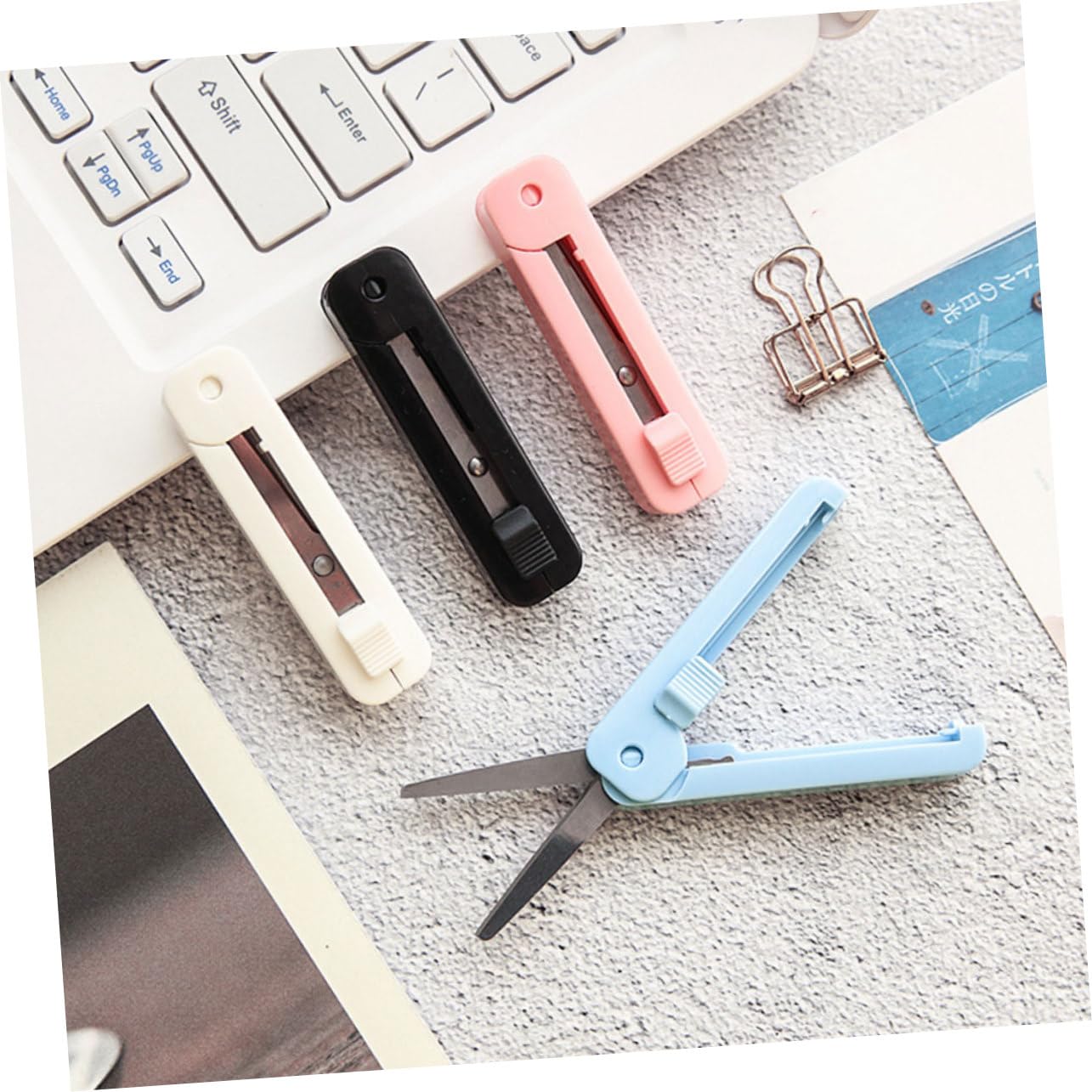 STOBOK 8stücke Mini Faltbare Scheren Tragbare Sicherheitsscheren Teleskopisch Für Zuhause Büro Und Outdoor Edelstahl Mixed Colors