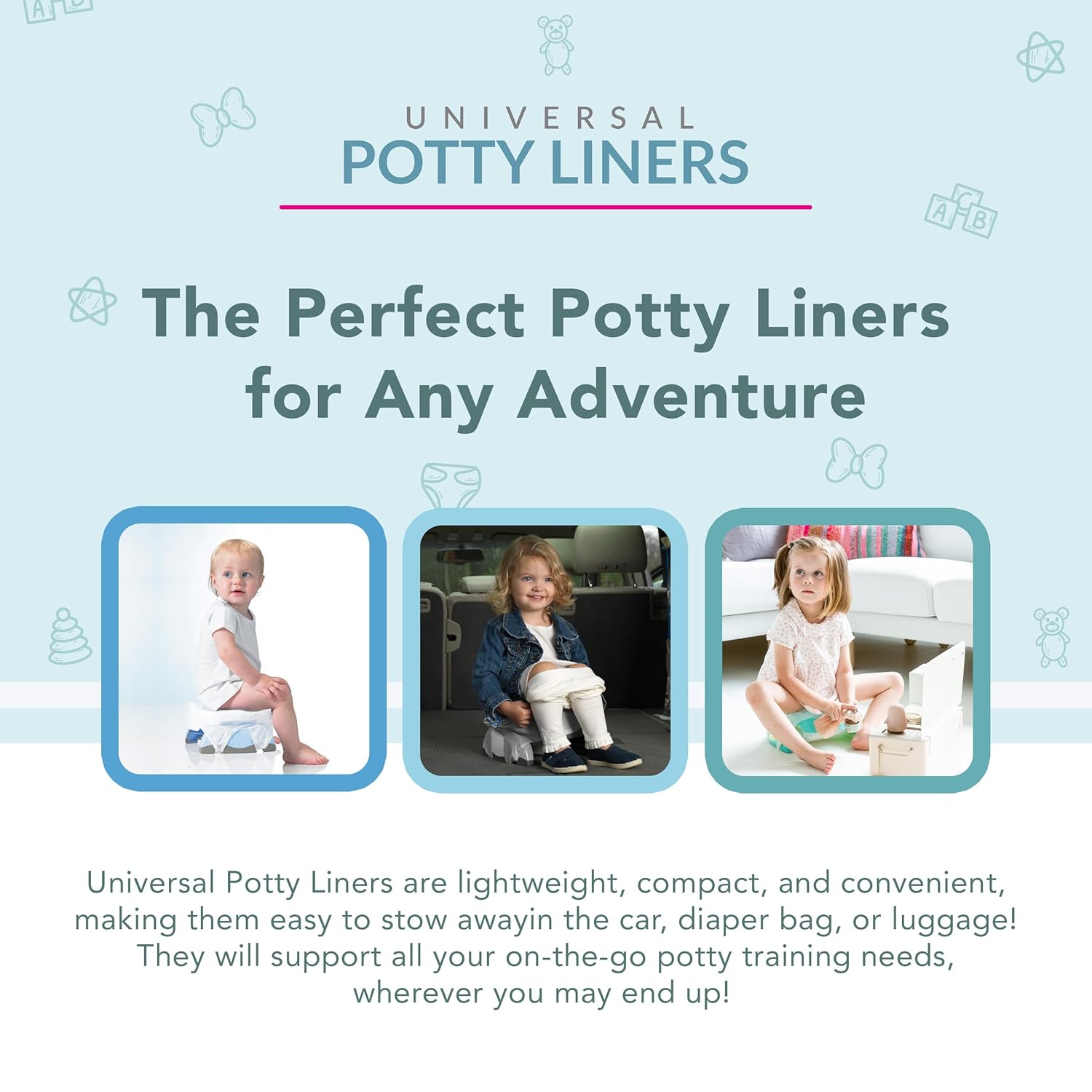 Kalencom Universal Potty Liners - Disposable Potty Liners for Toddlers - Absorbent and Leakproof - Compatible with Potette Travel Potty and Most Standard Toddler Potties (90, Universal)