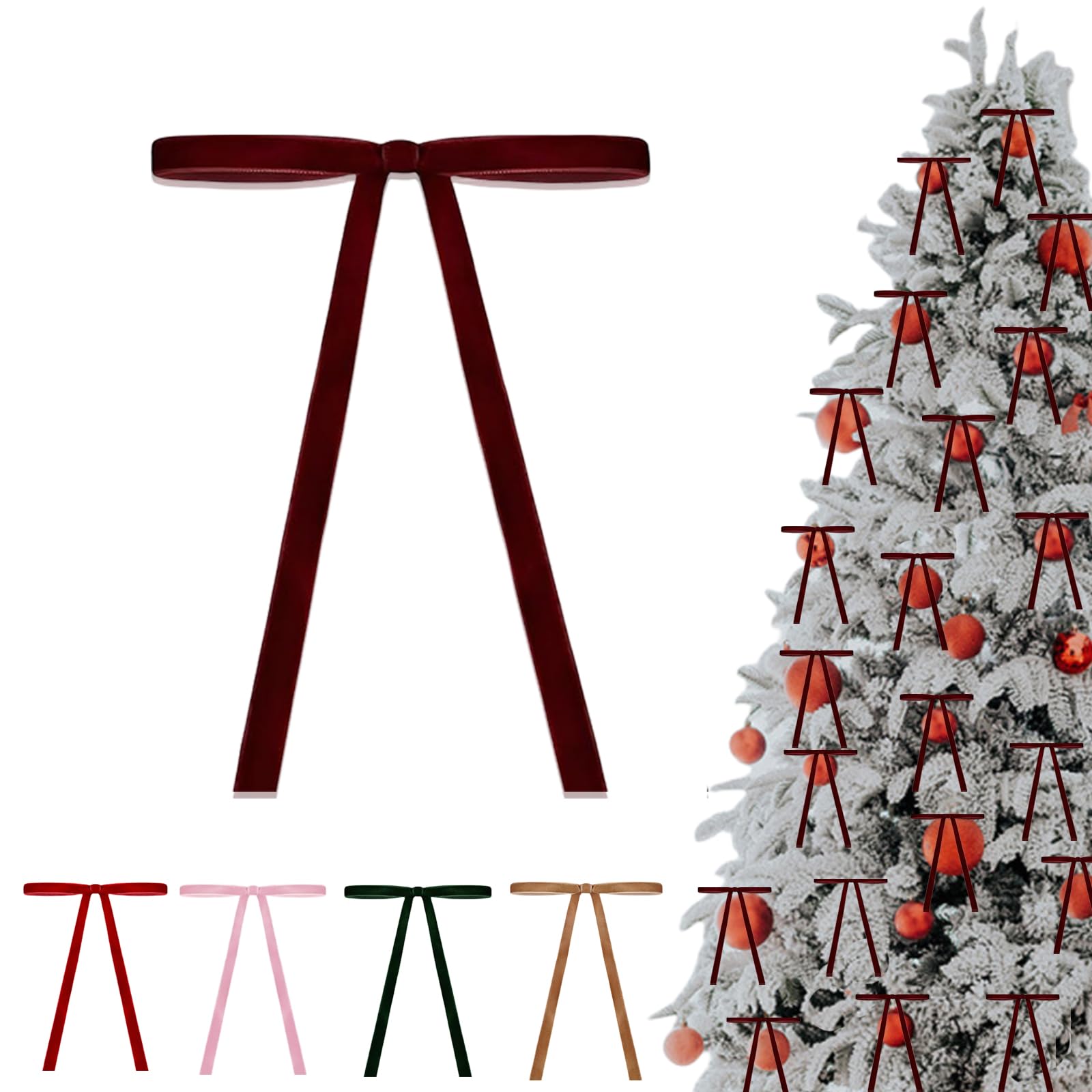 36P Christmas Burgundy Velvet Bows,5 x 7in Christmas Tree Bows with Twist Ties,Vintage Wedding Velvet Ribbon Gift Bow,Red Velvets Bow Xmas Wreaths Garland Velvets Ribbon Bowfor Holiday Xmas Tree Décor