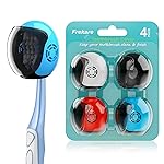 Frekare Helmet Toothbrush Covers Caps, Fits Most Manual and Electric Tooth Brushes, 4 Count (White, Black, Blue, Red)