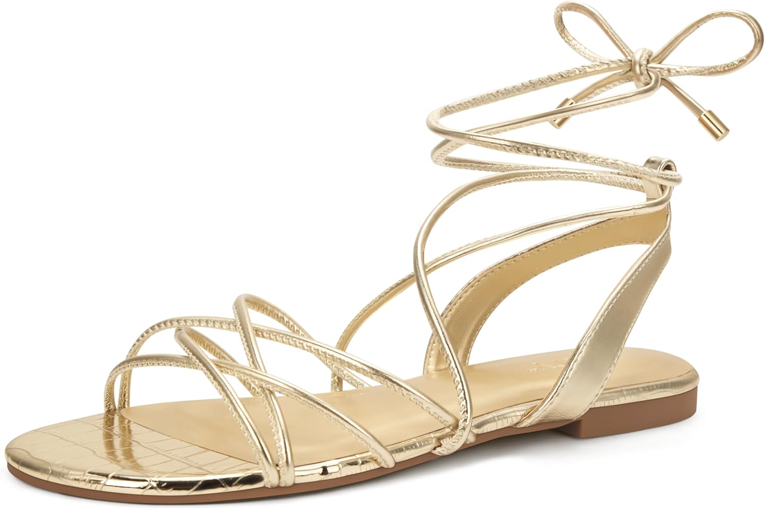 PARTY Women's Strappy Sandals Gladiator Lace Up Flats Summer Wrap Open Toe Tie Up Shoes