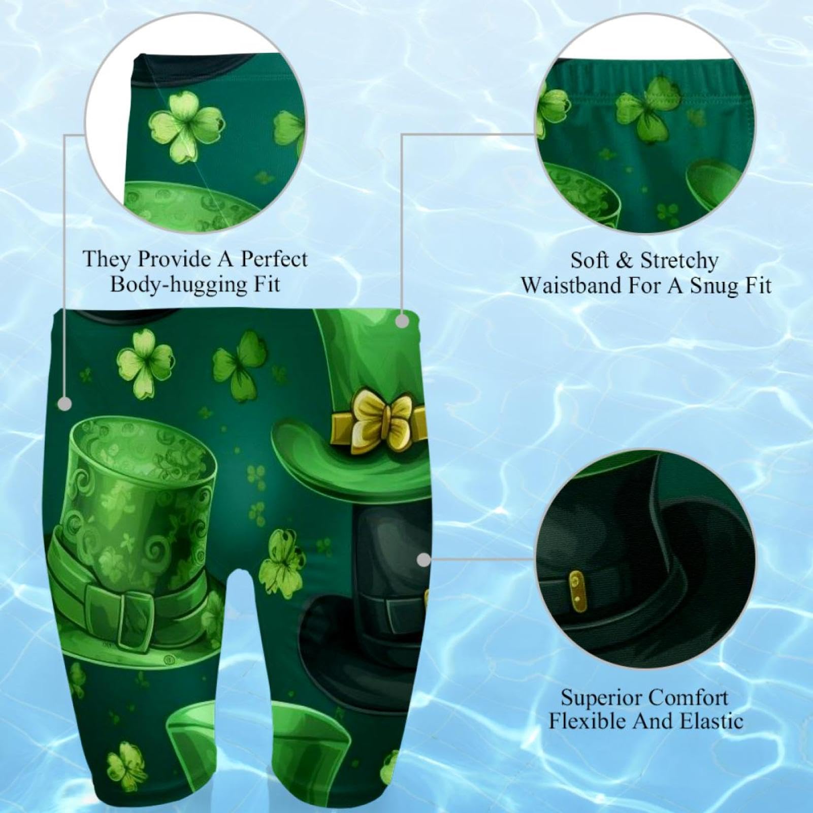St Patrick's Day Swimsuit for Men & Boys,Competition Lap Swim Suit, Square Leg Endurance Training Multicoloured