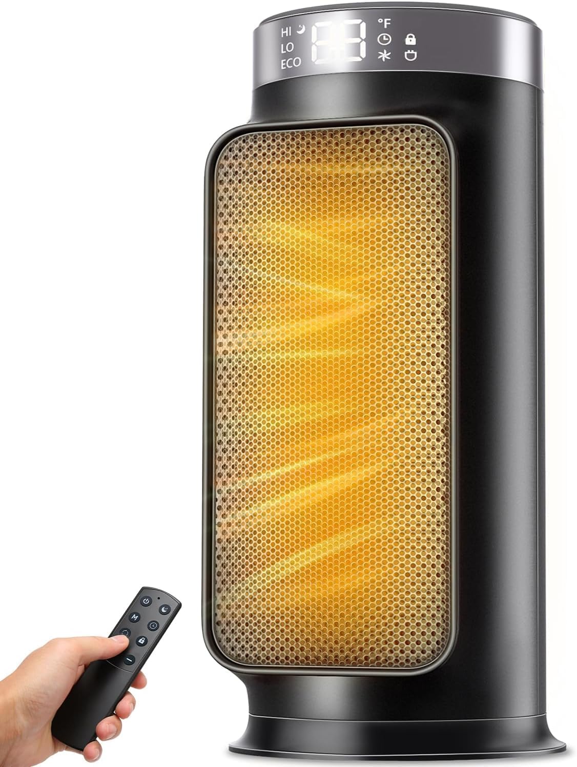 NUTROMO 1500W PTC Quiet Ceramic Space Heater with Remote, 75° Oscillation, 5 Modes, Fast Safe Heating for Bedroom Office Indoor Use