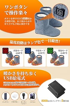 Amazon.co.jp: Voango 電気スリッパ 歩ける 【足首まで覆う 両面発熱