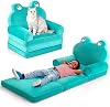 LADIDA Kids Sofa Comfy, Adorable Animal Toddler Chair, Foldable Kids Couch with Removable Washable Cover, Soft & Breathable Fabric, No Assembly Needed, Foldable Baby SofaGreen Frog