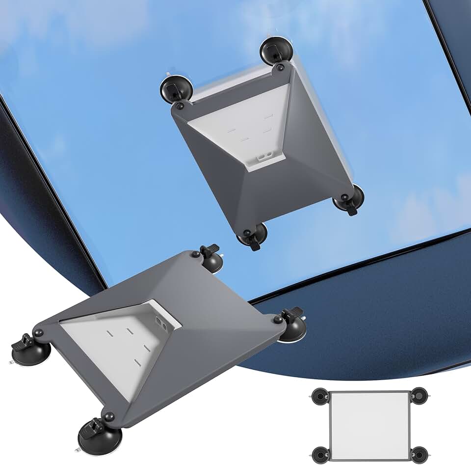 Starlink Mini suporte de ventosa, 2 em 1 Starlink Mini capa protetora líquida, kit de montagem com sucção para teto solar, caminhão, barco, teto de carro, janela cinza