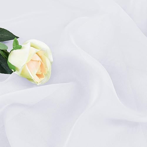 Miniatura 4 de HUTO Cenefa blanca transparente para ventana para habitación de niñas, cortina de gasa suave, toldo de cama, 1 panel de 52 x 144 pulgadas de largo