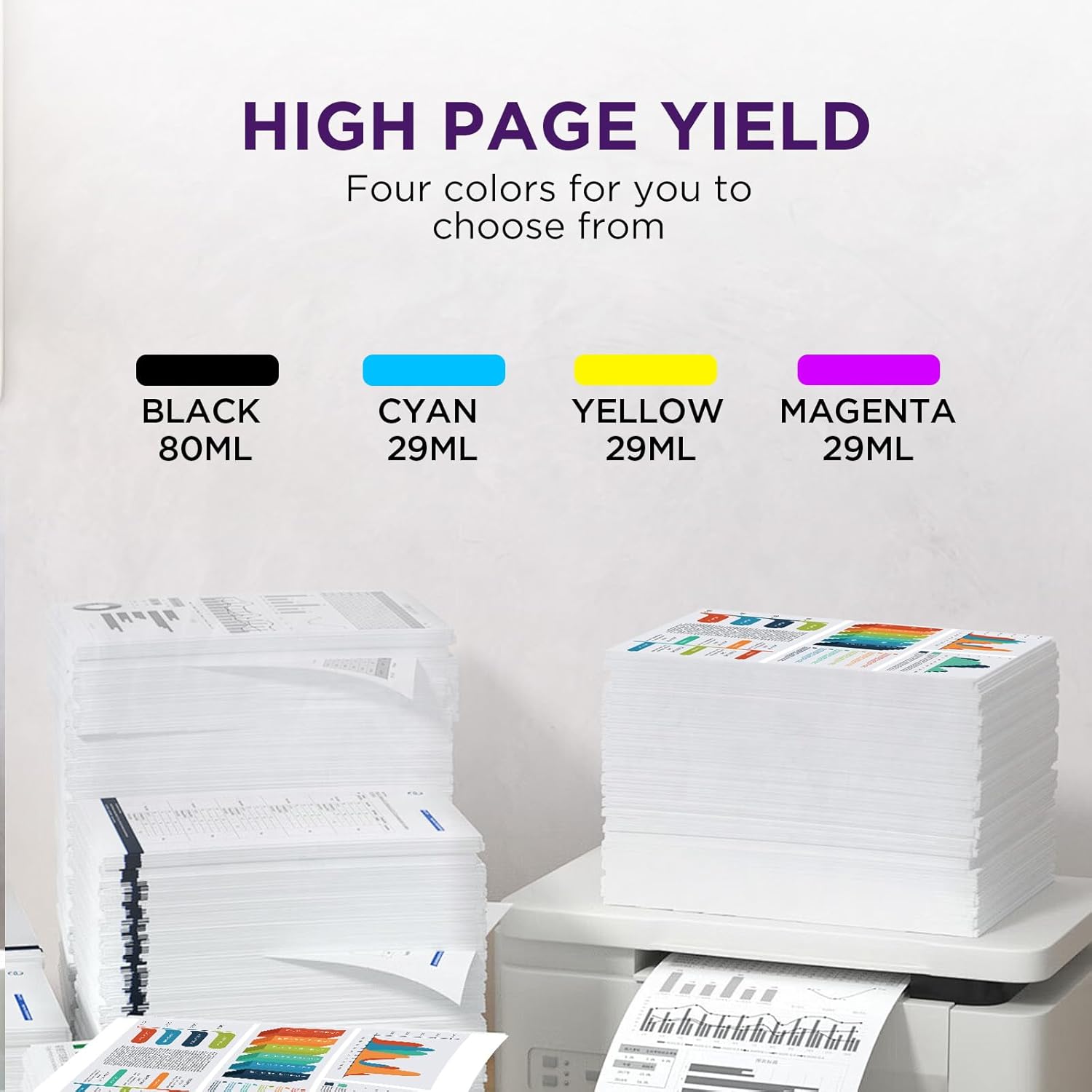 712 Ink Cartridges High Yield Replacement for 712XL Combo Pack, Compatiable with DesignJet T650 T630 T230 T210 Studio Plotter Printers (4 Pack, 80-ml Black + 29-ml Cyan/Magenta/Yellow)