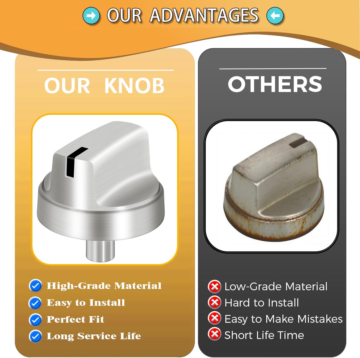 WB03X29315 Gas Metal Knobs for GE Profile Stove Knobs Replacements,Compatible with GE JGP5030SLSS JGP5036SLSS JGP5030SL1SS JGP5036SL1SS,Replaces AP6327765 4585907,Gas Range Cooktop Control Knob