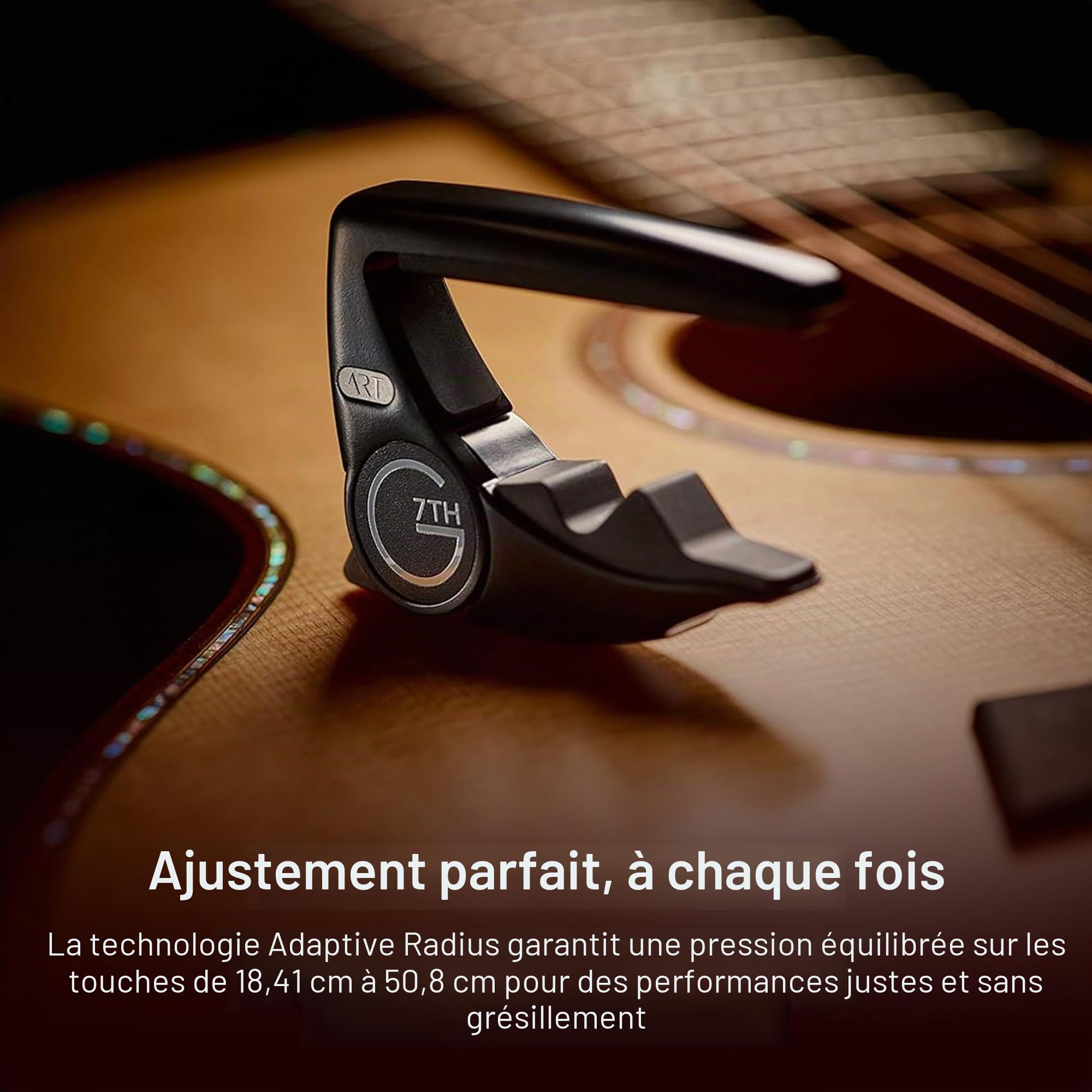G7th Performance 3 Capodastre Guitare 6 Cordes Noir - Contrôle de Tension Révolutionnaire & Technologie Adaptive Radius - Le Capodastre Parfait pour Guitare Acoustique et Électrique