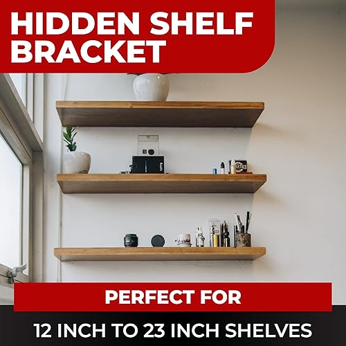 Miniatura 71 de Soporte de estante flotante resistente de 4 x 22 pulgadas - Soporte de estantes de pared largos, accesorios de estante flotante ocultos, soportes