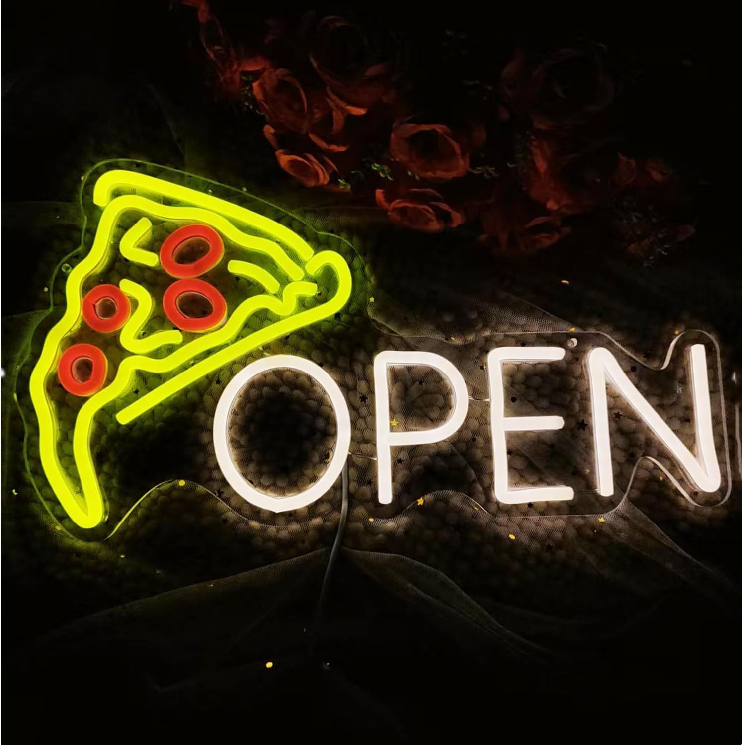 Pizza Neon Sign Acrylic Open Light up Signs for Business,Led Pizza Wall Art for Pizzeria Shop Kitchen Oven Pizza Party Decorations,Gifts for Pizza Lover,40x20CM/15.7x7.8In