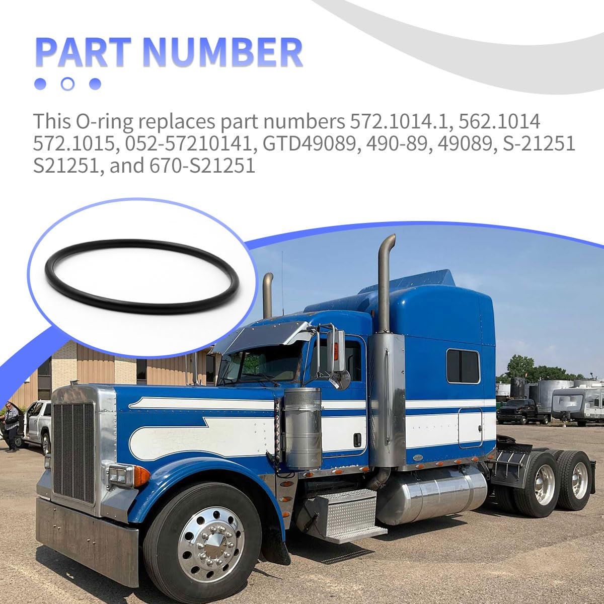 572.1014.1 O-Ring for Fuel Cap Gasket Fit for Peterbilt Trucks | Rubber construction for fuel cap sealing Fits for Peterbilt 389, 579, 379, 567, 587.Direct replacement for part #572.1014.1