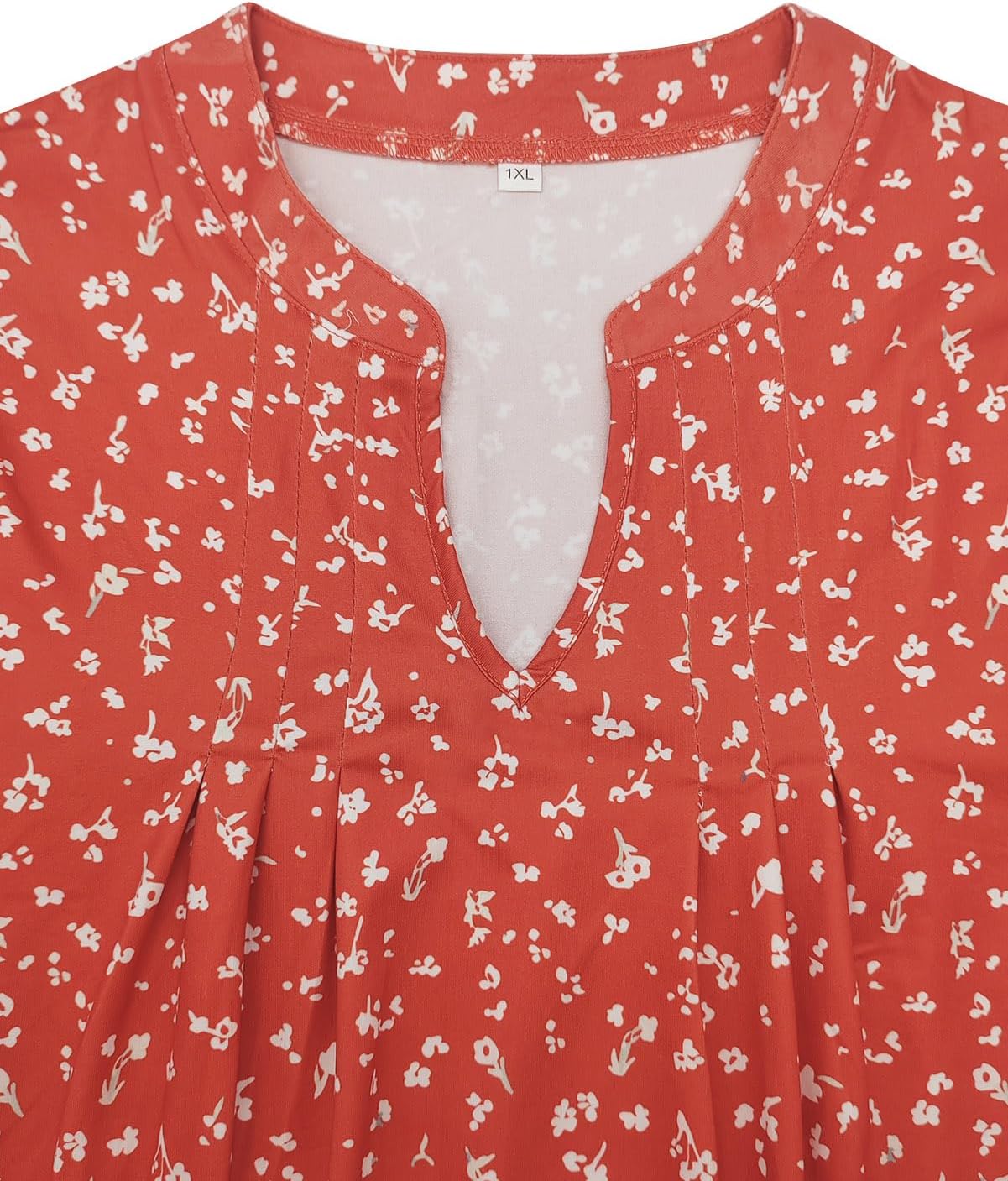 VISLILY Plus-Size-Summer-Tops for Women Dressy V Neck T Shirts Trendy Petal Short Sleeve Tunics Casual Pleated Blouses 1X-5X - Image 3