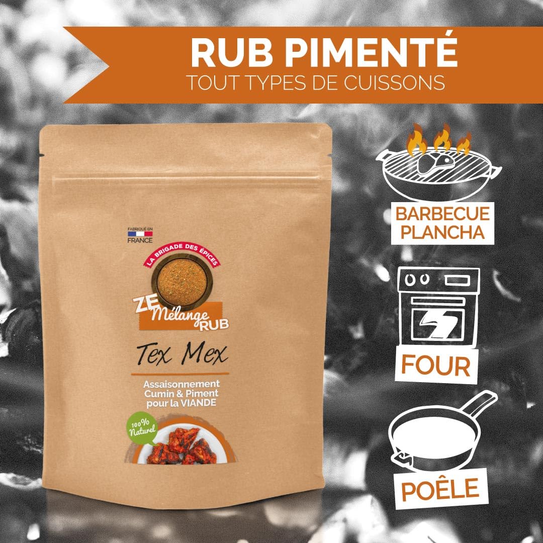 La Brigade des Épices - Mélange d'épices Tex Mex - Assaisonnement pour viandes et recettes mexicaines - Cumin & piment - 100% Naturel - Fabrication française - 250g
