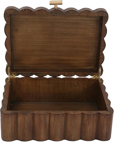 Miniatura 5 de Caja de almacenamiento de joyería de madera festoneada - Organizador decorativo multifuncional para elegancia