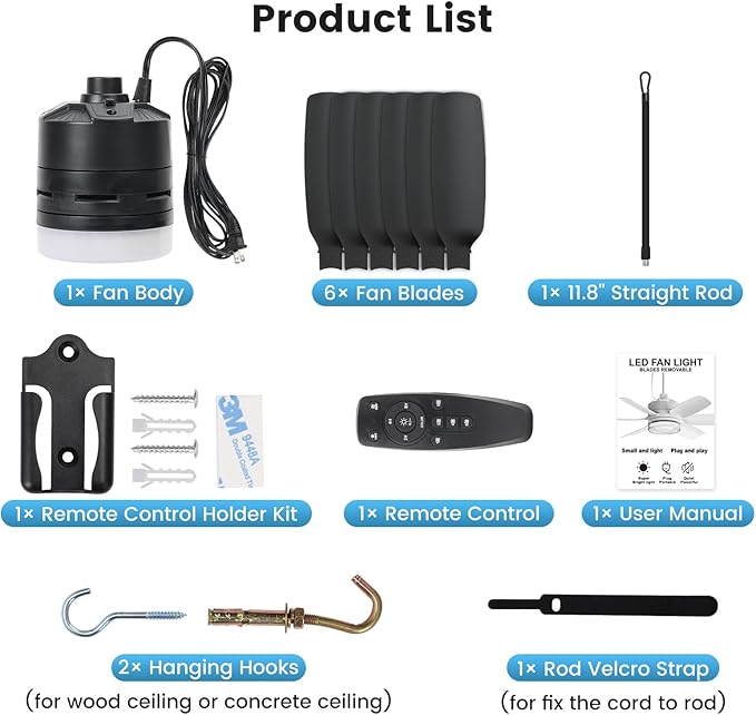 Ventilador de Techo 52 cm con Luz Ajustable y Control Remoto miniatura 8