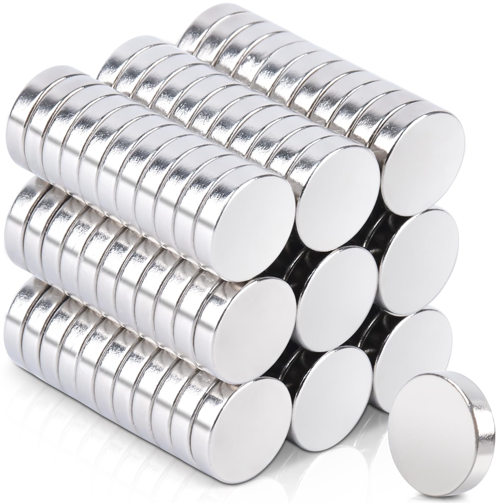 100 Aimants Ronds Néodyme 8x2 Mm - Extra Puissants - Revêtement Nickel - Pour Bricolage, Tableau, Frigo, Bureau - Lot économique