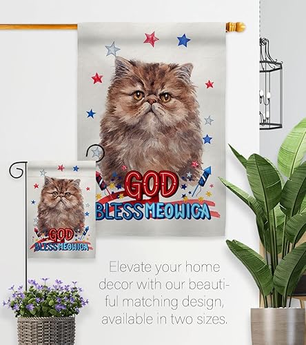 Miniatura 8 de Breeze Decor Juego de bandera patriótica persa de pelo largo para jardín, pasador de madera, gato, gatito, maullido de pata mimada, mascota,