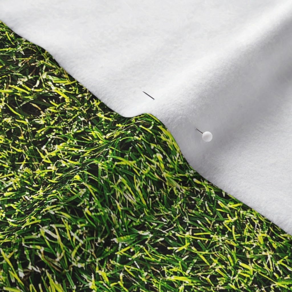 Spoonflower Fabric - Lawn Grass Green Printed on Polartec(R) Fleece Fabric by The Yard - Sewing Blankets Loungewear and No-Sew Projects