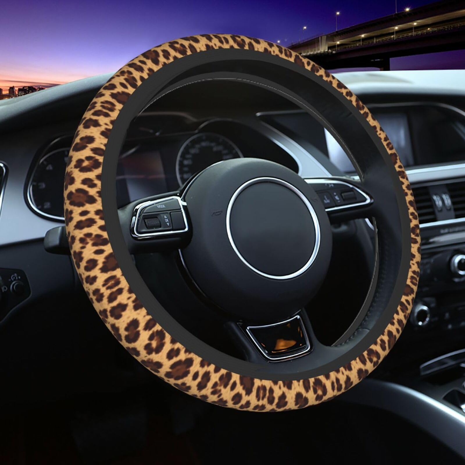 Leopard Steering Wheel Covers Non Slip Neoprene Steering Wheel Protector Cover Universal 15 Inch for Men Women-image-43