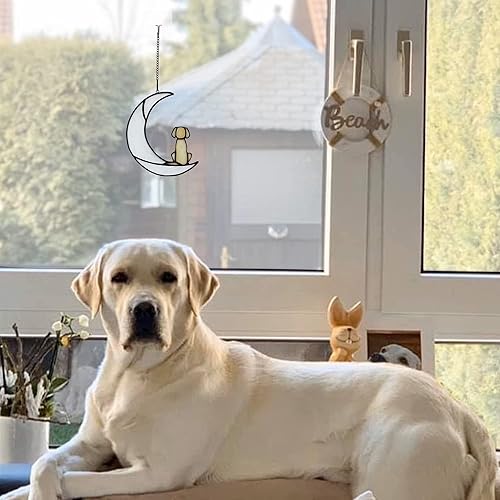 Miniatura 5 de BOXCASA Regalo de condolencias para perros con vitrales en la luna, regalos conmemorativos para perros amarillos para pérdida de mascotas, regalos