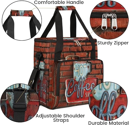 Miniatura 6 de Cafetera vintage de ladrillo rojo para cafetera, bolsa de transporte de viaje, bolsa de almacenamiento compatible con Keurig K-Mini o K-Mini Plus