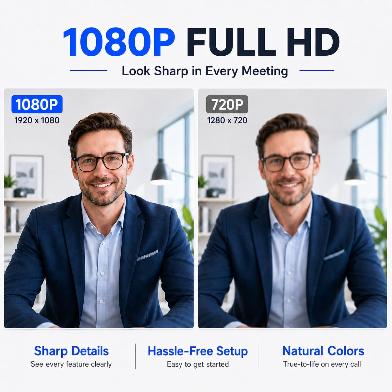 Webcam USB 1080P con doppio microfono e copertura per la privacy, autofocus plug-and-play, grandangolo, luce bassa, clip regolabile e treppiede da 1/4", per Zoom/Teams/Google Meet/OBS su